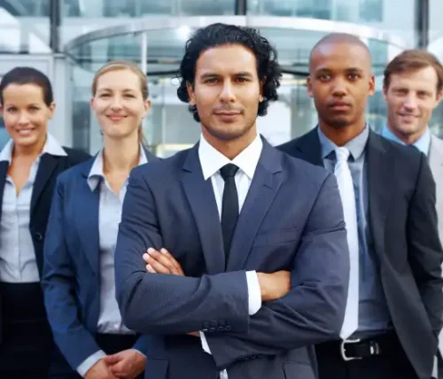 photo ops - a corporate leader with his team of executives