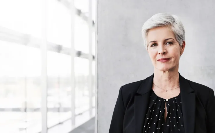 An older person in an office