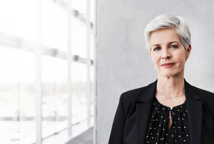 An older person in an office